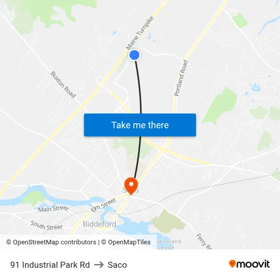 91 Industrial Park Rd to Saco map