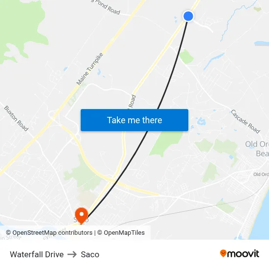 Waterfall Drive to Saco map