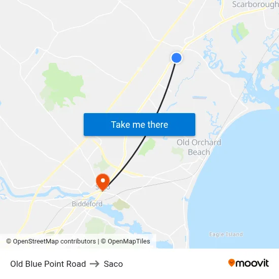 Old Blue Point Road to Saco map