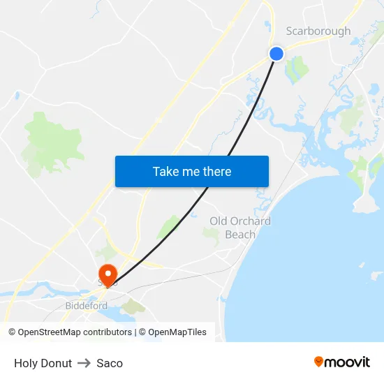 Holy Donut to Saco map