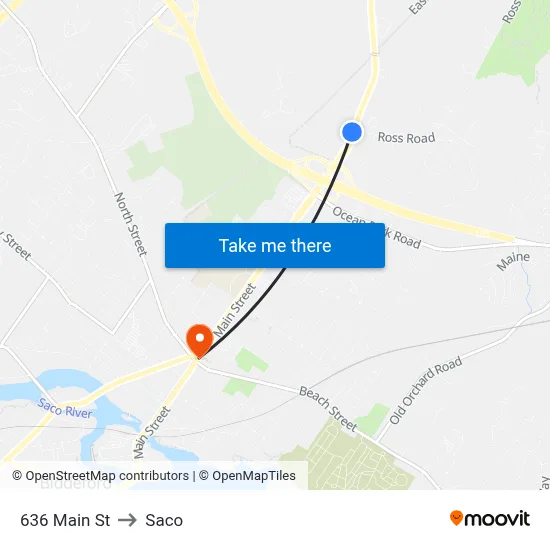 636 Main St to Saco map