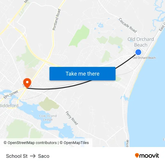 School St to Saco map