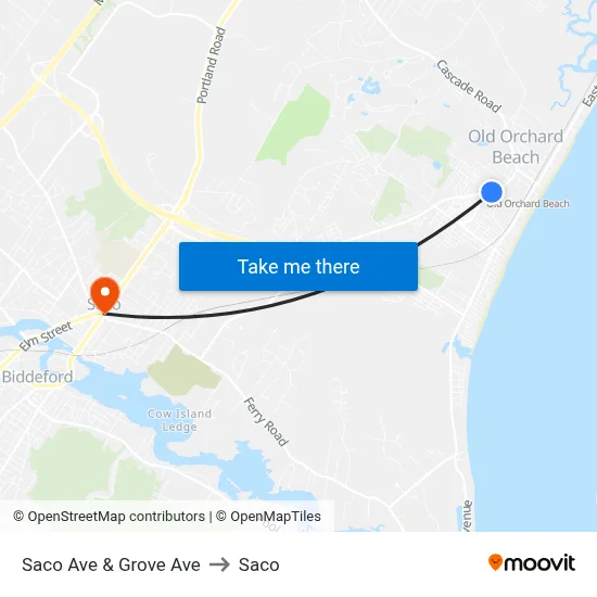 Saco Ave & Grove Ave to Saco map