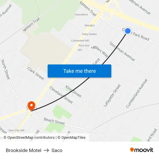 Brookside Motel to Saco map