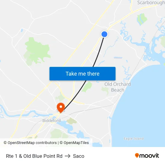 Rte 1 & Old Blue Point Rd to Saco map