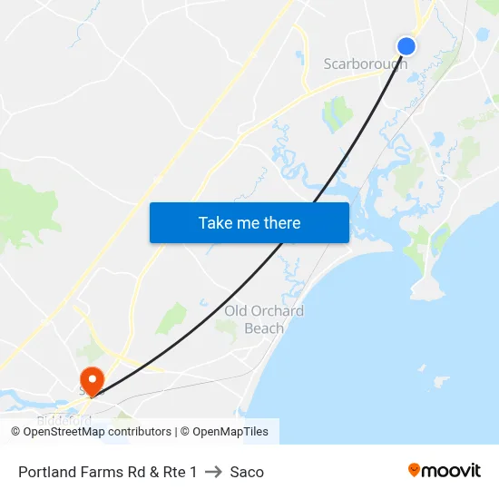 Portland Farms Rd & Rte 1 to Saco map
