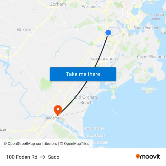 100 Foden Rd to Saco map