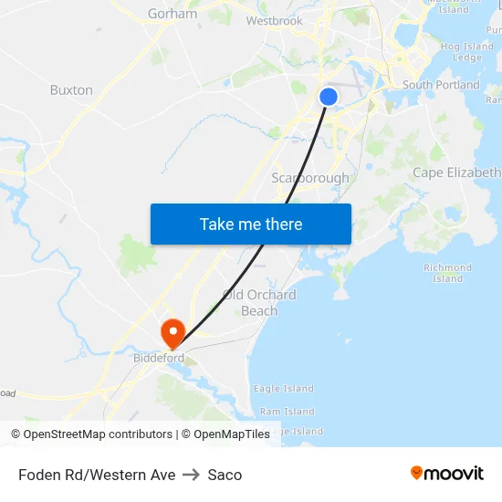 Foden Rd/Western Ave to Saco map