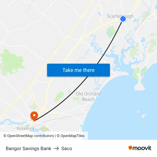 Bangor Savings Bank to Saco map