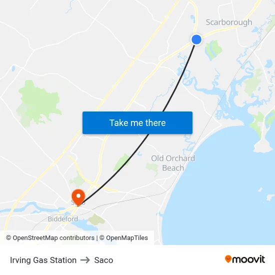 Irving Gas Station to Saco map