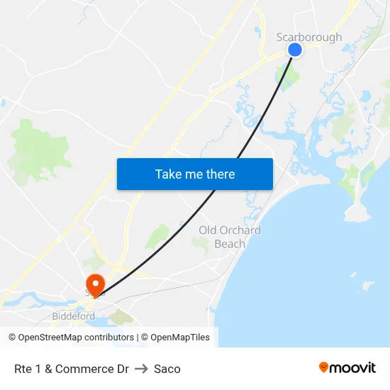Rte 1 & Commerce Dr to Saco map