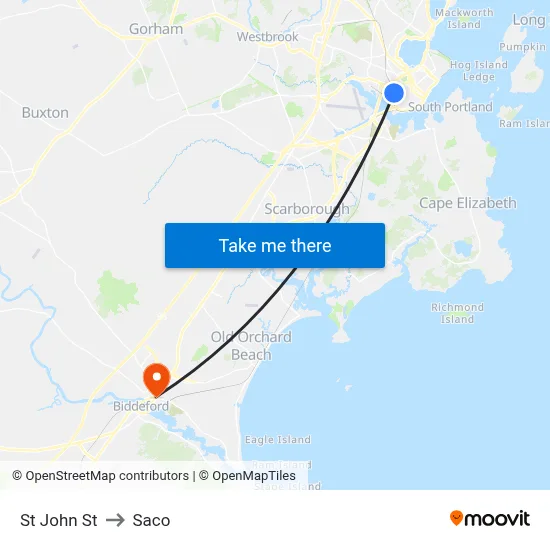 St John St to Saco map