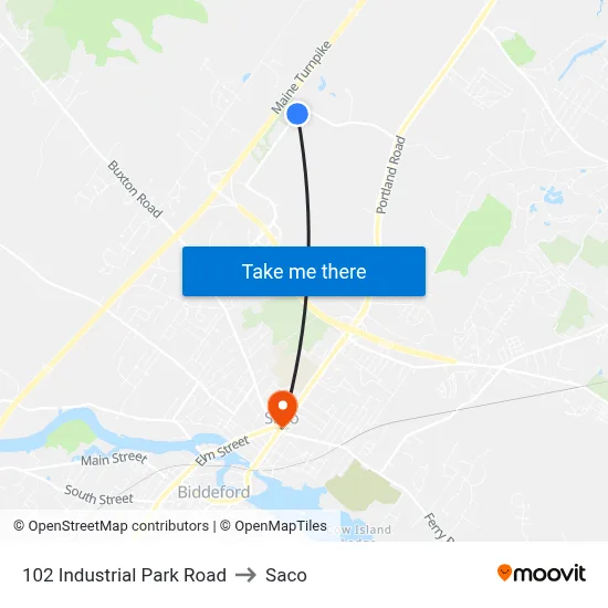 102 Industrial Park Road to Saco map