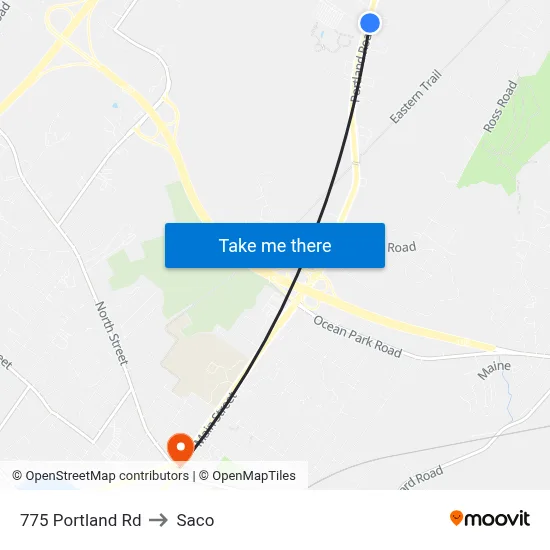 775 Portland Rd to Saco map