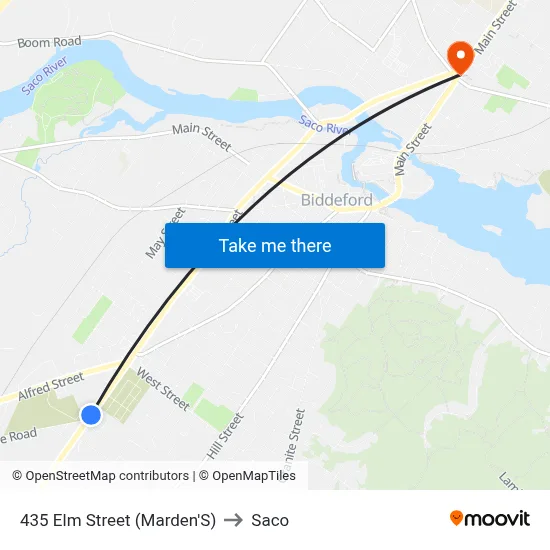 435 Elm Street (Marden'S) to Saco map