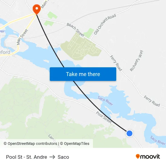 Pool St - St. Andre to Saco map