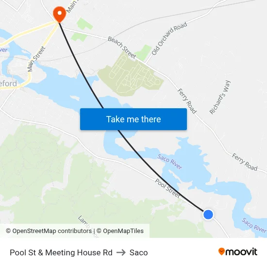 Pool St & Meeting House Rd to Saco map