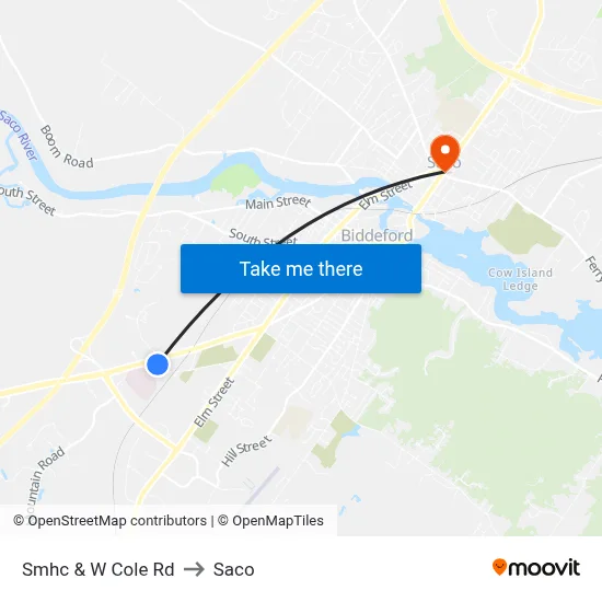 Smhc & W Cole Rd to Saco map
