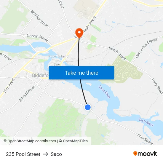 235 Pool Street to Saco map