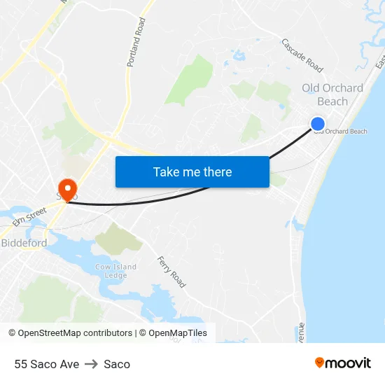 55 Saco Ave to Saco map