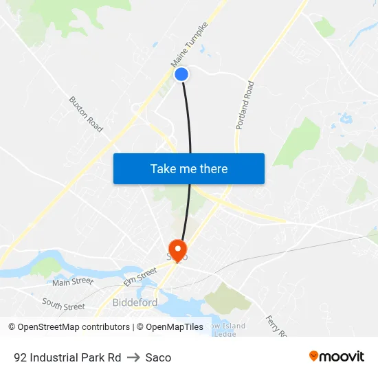 92 Industrial Park Rd to Saco map