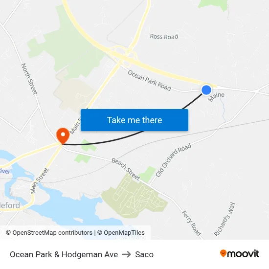 Ocean Park & Hodgeman Ave to Saco map