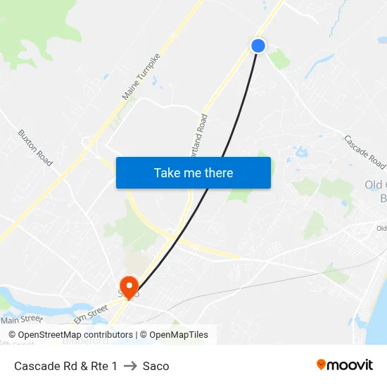 Cascade Rd & Rte 1 to Saco map