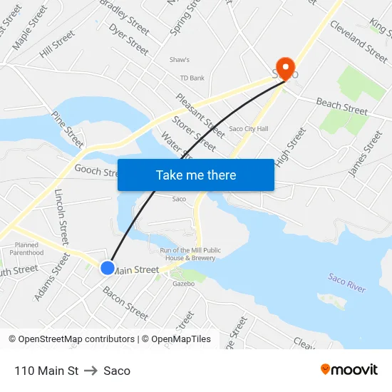 110 Main St to Saco map