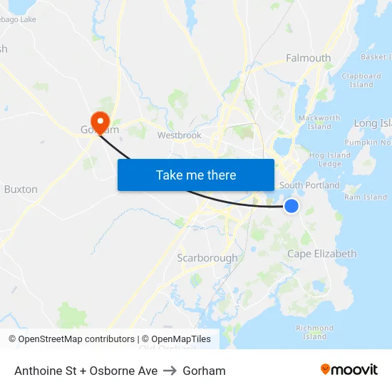 Anthoine St + Osborne Ave to Gorham map