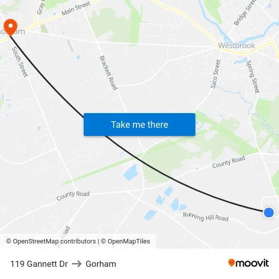 119 Gannett Dr to Gorham map