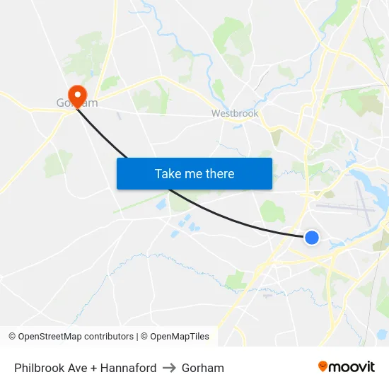 Philbrook Ave + Hannaford to Gorham map