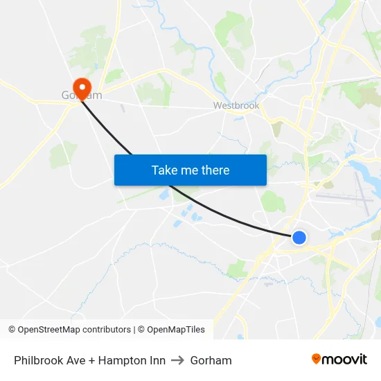 Philbrook Ave + Hampton Inn to Gorham map