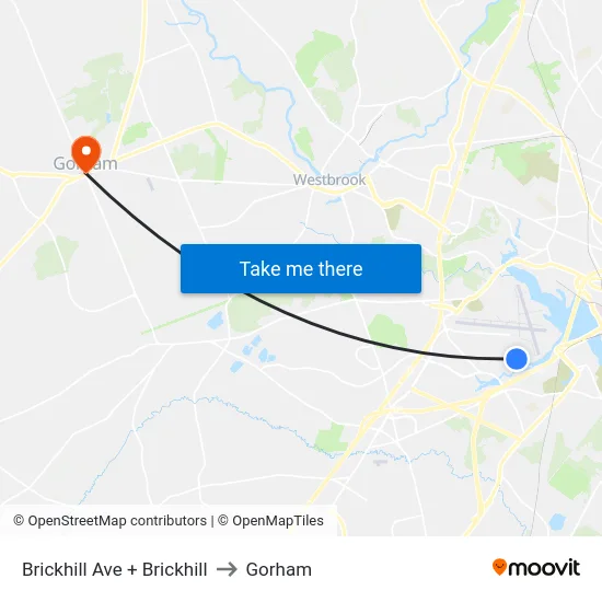 Brickhill Ave + Brickhill to Gorham map