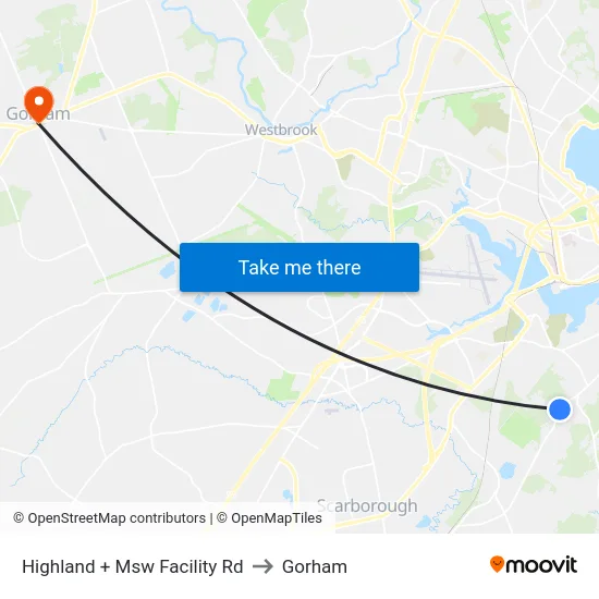 Highland + Msw Facility Rd to Gorham map