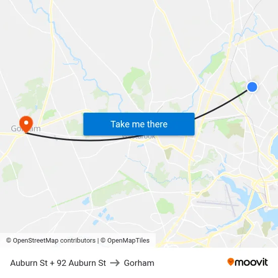 Auburn St + 92 Auburn St to Gorham map