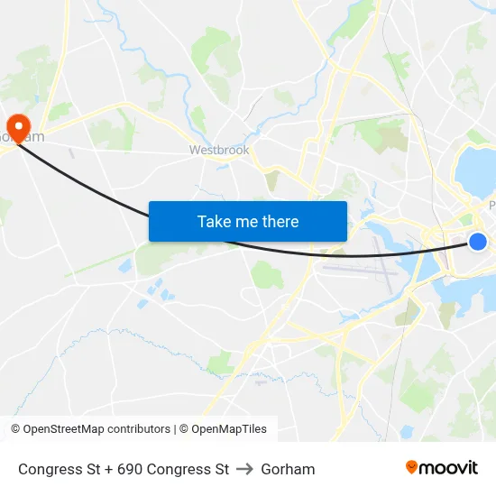 Congress St + 690 Congress St to Gorham map
