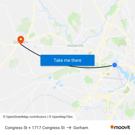 Congress St + 1717 Congress St to Gorham map