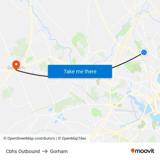 Cbhs Outbound to Gorham map