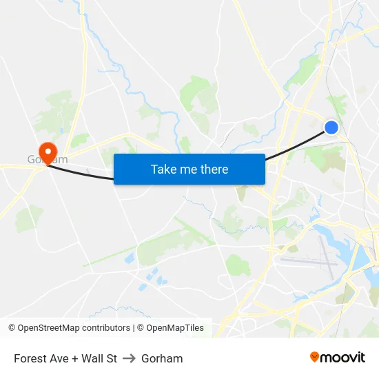 Forest Ave + Wall St to Gorham map
