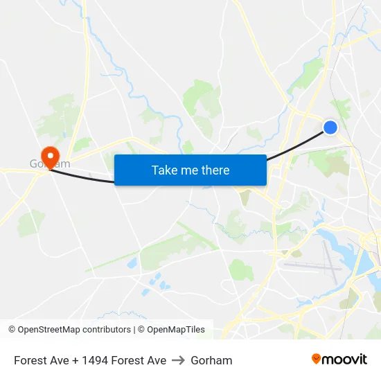 Forest Ave + 1494 Forest Ave to Gorham map