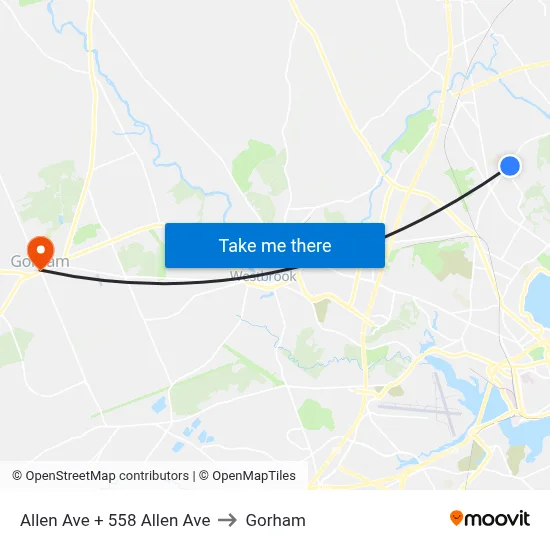Allen Ave + 558 Allen Ave to Gorham map
