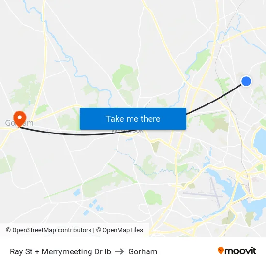 Ray St + Merrymeeting Dr Ib to Gorham map