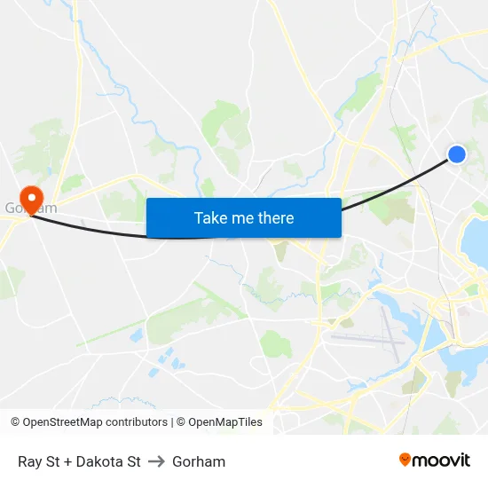 Ray St + Dakota St to Gorham map