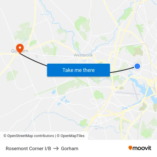 Rosemont Corner I/B to Gorham map