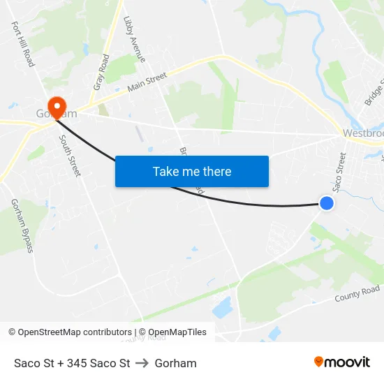 Saco St + 345 Saco St to Gorham map