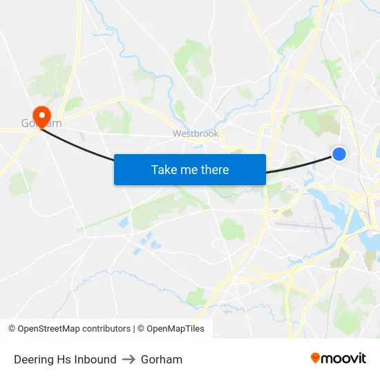 Deering Hs Inbound to Gorham map