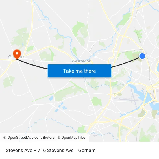 Stevens Ave + 716 Stevens Ave to Gorham map