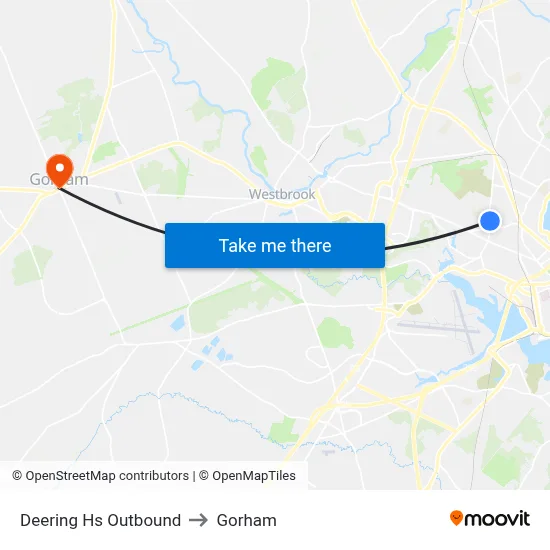Deering Hs Outbound to Gorham map