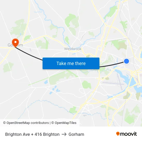Brighton Ave + 416 Brighton to Gorham map