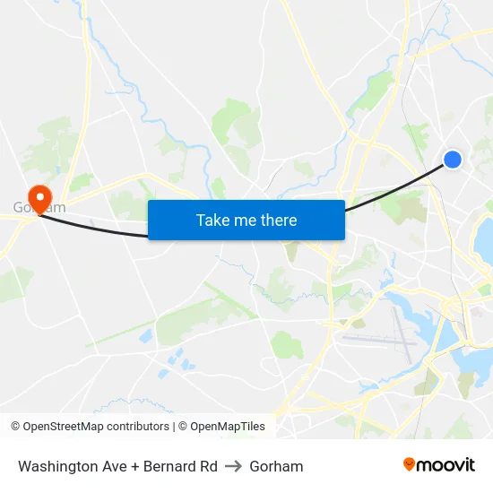 Washington Ave + Bernard Rd to Gorham map